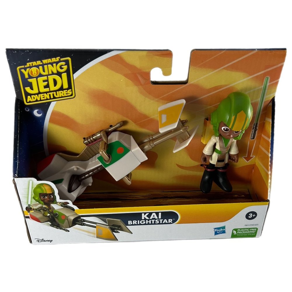 Disney/Hasbro Star Wars Young Jedi Kai Brightstar, Speeder Bike & Lightsaber NIB